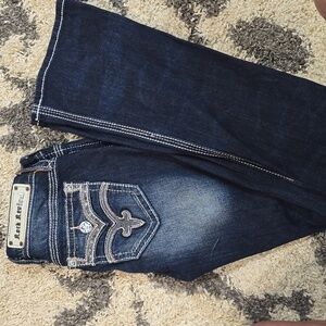 Rock Revival Women's Distressed Dark Blue Boot Cut Jeans